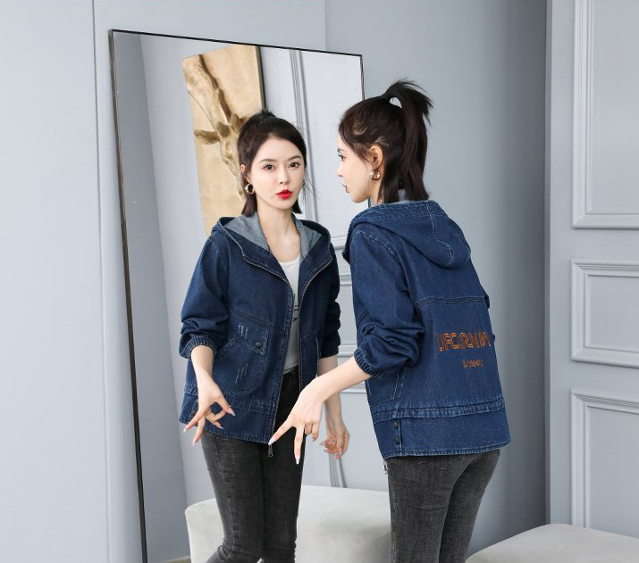 ÁO KHOÁC JEAN NỮ CÓ NÓN PHỐI BO TAY